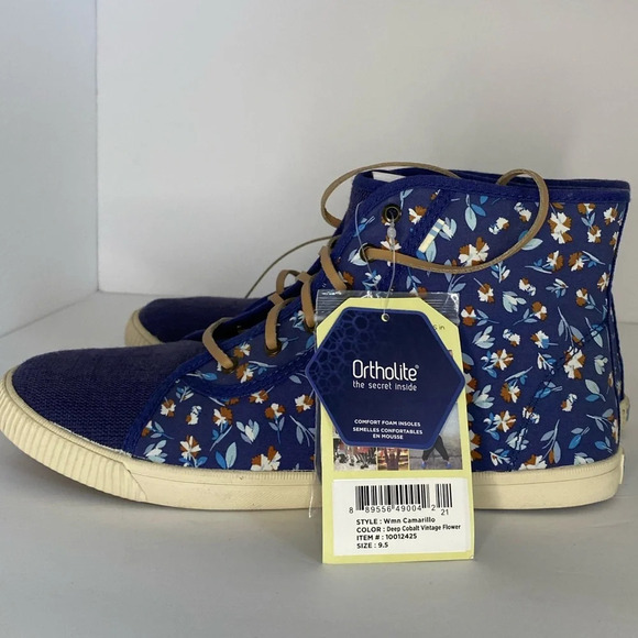 Toms Wmn Camarillo Deep Cobal Floral High Top Sneakers 9.5 - Picture 4 of 8